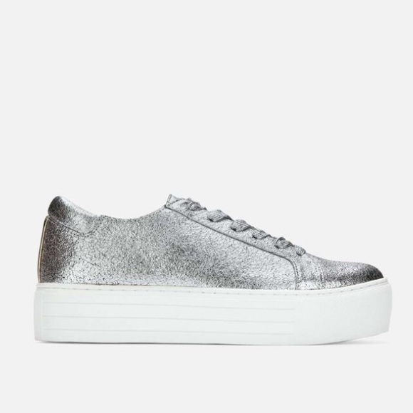 Kenneth Cole Silver Platform Leather 